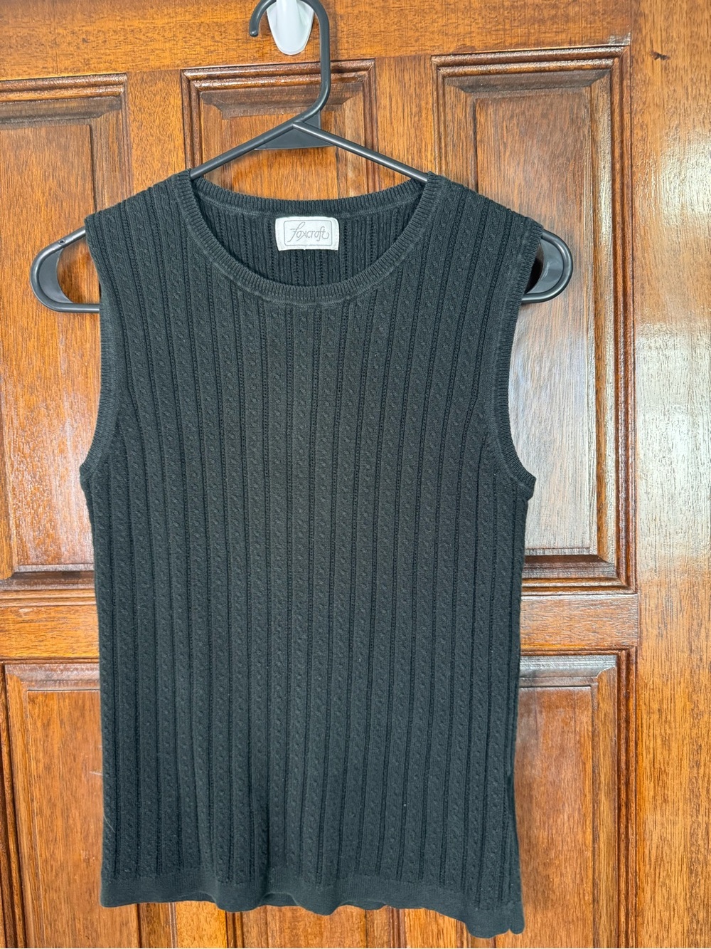 Foxcroft Black Ribbed Sleeveless Crewneck Sweater Vest